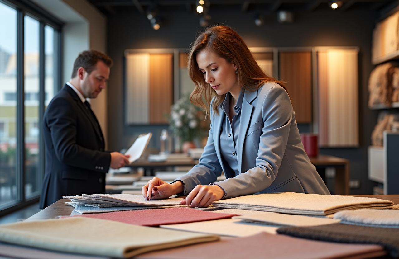 Interior designer seleziona tessuti